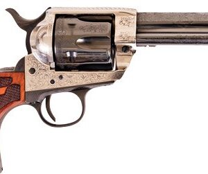 Cimarron Frontier .45 LC Revolver - 4.75" Engraved Silver with Black Walnut Grip 844234129515