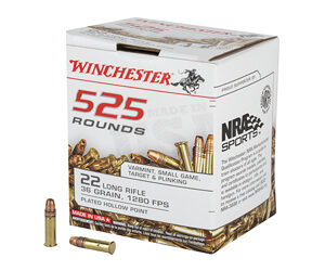 Winchester USA .22LR 36gr Copper Plated HP - 525 Rounds 020892102651