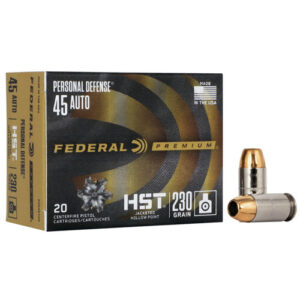 PREMIUM PERSONAL DEFENSE, 45 AUTO AMMUNITION, 230 GRAINS, HST, 20 ROUNDS/BOX 029465063948