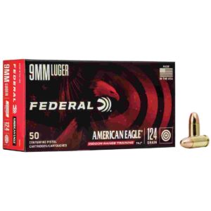 American Eagle IRT Handgun Ammunition 9mm Luger 124 gr. TMJ 1120 fps 50/ct 029465093532