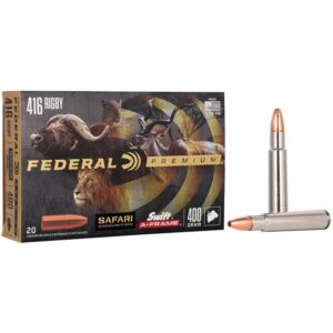 Federal Premium Cape-Shok .416 Rigby Rifle Ammunition - 400 Grains, 2400 FPS, 20 Rounds 029465061203