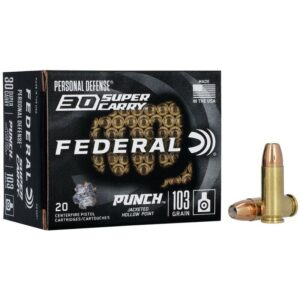 Federal Punch .30 SC 103gr JHP Handgun Ammunition - 20 Rounds 604544688757
