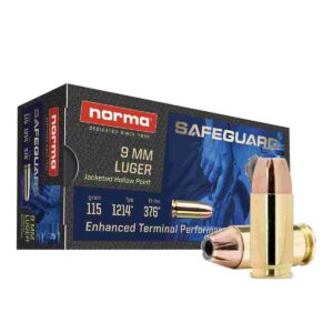 Norma Safeguard 9mm Luger 115gr JHP Handgun Ammo - 50 Rounds