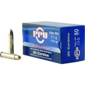 PPU .30 Carbine 110 gr FMJ-RN Rifle Ammunition - 50 Rounds 8605003812401