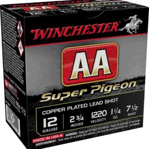 Winchester AA Super Pigeon 12ga Shotshells 25rd #7.5 1220fps 020892012134