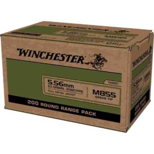 Winchester USA M855 Green Tip 5.56mm Rifle Ammo 200 Rounds