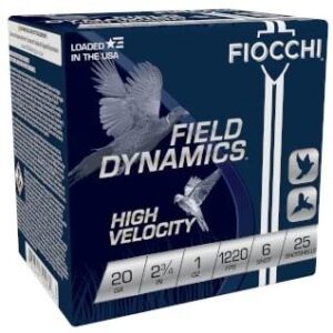 Fiocchi High-Velocity Hunting Load 20 ga 2 3/4" 2 3/4 dr 1 oz #6 1220 fps/ct 762344700960
