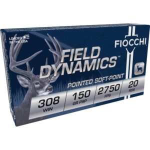 Fiocchi Field Dynamics .308 Win Rifle Ammunition - 150gr PSP, 2750 fps, 20 Rounds 762344705637