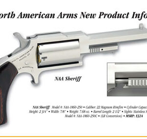 North American Arms Sheriff 22LR/22MAG 2.5" Stainless Steel 5-Shot Handgun 744253002397