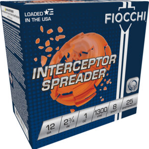 ** Fiocchi Exacta Target Interceptor Spreader 12 Gauge Shotshells", 1oz, 8 Shot Rounds per Box, 10 Boxes per Case ** 762344701813