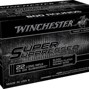 Per Round – ** Winchester Super Suppressed .22LR 45gr Black Copper Plated Round Nose Ammo - 800 Rounds (Bulk Case x2)

** 020892104440