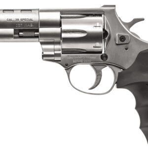 Weihrauch Windicator .357 Magnum Revolver - 6 Shot, 4" Nickel Barrel, Nickel Cylinder, Black Rubber Grip, Spurred Hammer UPC 741566600685
