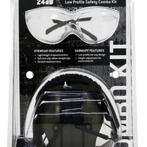 Pyramex VGCOMBO110 Low-Profile Combo Kit  Scratch Resistant Clear Lens & Frame with Rubber Temple Tips Gray Low-Profile Earmuffs