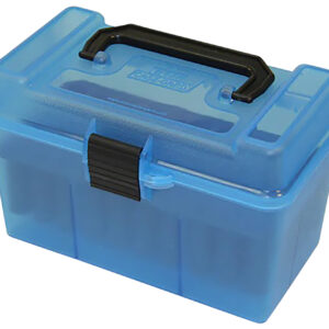 MTM Case-Gard H50RL24 Deluxe 50rd Ammo Box in clear blue