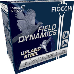 ** Fiocchi Field Dynamics Upland Steel 12 Gauge Shotshells" 1 1/8oz 6 Shot (25 Rounds per Box, 10 Boxes per Case) ** 762344713182