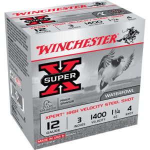 Winchester Super-X Hi-Velocity Steel Shot 12 Gauge 3" 1 1/4 oz. #4 Rounds of Premium Ammunition** ** 020892015494