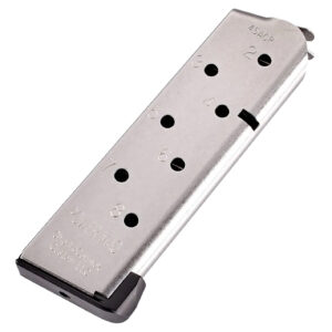 CMC Products 14132 Power Mag  8rd 45 ACP Fits 1911 Officer Stainless Steel w/ Black Base Pad