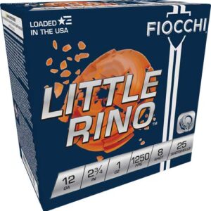 ** Fiocchi Little Rino 12GA 2.75" Shotgun Shellsoz #8 Lead Shot, 1250 FPS Round Case ** 762344851662