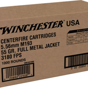 Winchester USA 5.56x45mm 55gr FMJ Rifle Ammo - 1000 Rounds 020892225374