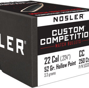 NOSLER BULLETS 22 CAL .224 - 52GR HP-BT CUSTOM COMP. 250CT