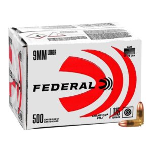 ** Federal Champion 9mm Luger Training Ammunition - 115 Grain FMJ - 500 Rounds

** 604544679083