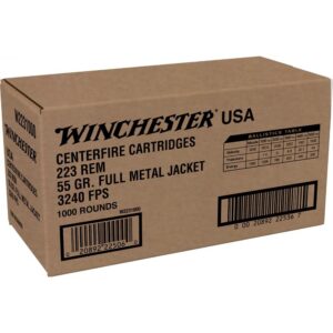 Winchester USA Lake City .223 Rem 55 gr FMJ Rifle Ammunition - Bulk Pack of 1000 Rounds 00020892225367
