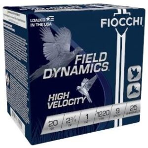 Fiocchi High Velocity 20 Gauge Shotshells/4", 1 oz, #9 Shot, 1220 fps, 25 Count** ** 762344700991