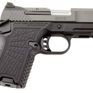 Wilson Combat SFX9SCR3A SFX9 Sub-Compact 9mm Luger 10+1 15+1 3.25" Stainless Steel Barrel, Black DLC Serrated Stainless Steel Slide, Black Aluminum Frame w/Beavertail & Picatinny Rail, Black G10 Grip