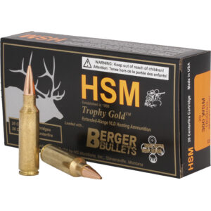 HSM Trophy Gold 300 WSM Rifle Ammunition with Berger 185 gr - 20 Rounds 837306001604