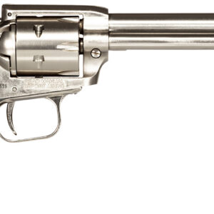 Heritage Rough Rider RR22NI6BW .22 LR Handgun - 6-Round, 6.5" Nickel Steel Barrel, Nickel Aluminum Frame, Matte Nickel Cylinder, Black Laminate Grip, Hammer/Thumb Safety, Exposed Hammer 727962708606