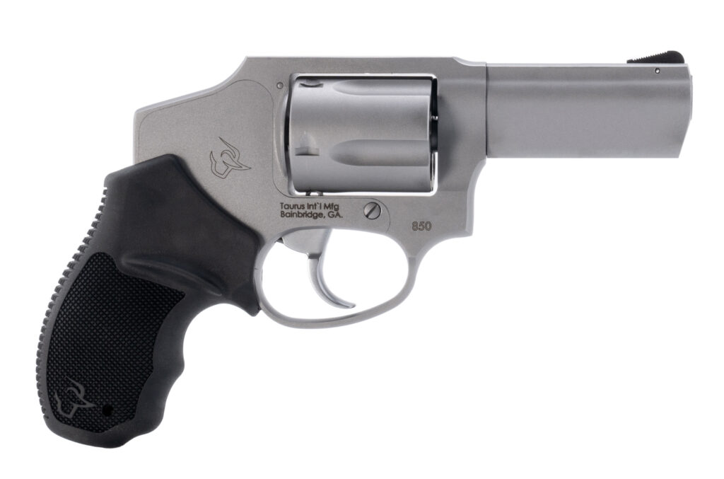 Taurus 2-850139 850 Small 38 Special 5 Shot 3″ Matte Stainless Steel Barrel & Cylinder, Matte Stainless Steel Frame, Black Rubber Grip, Transfer Bar Safety, Concealed Hammer | USA Gun Store