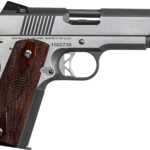 Dan Wesson 01912 Commander Classic *CA Compliant 45 ACP 8+1 4.25" Stainless Match Grade Barrel, Brushed Stainless Steel Serrated Slide & Bobtail Frame, Wood Grip, Ambidextrous