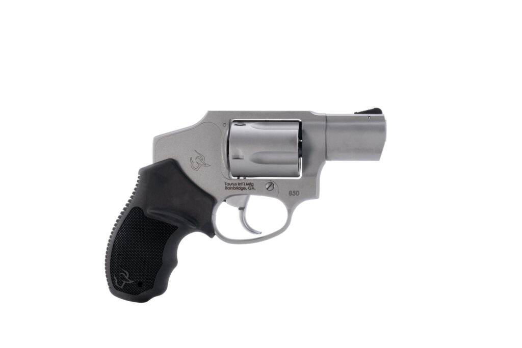 Taurus 2-850129 850 Small 38 Special 5 Shot 2″ Matte Stainless Steel Barrel & Cylinder, Matte Stainless Steel Frame, Black Rubber Grip, Transfer Bar Safety, Concealed Hammer | USA Gun Store
