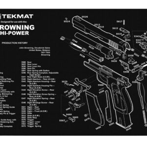 TekMat TEKR17BROWNINGHP  Cleaning Mat Black/White Rubber 11"x17" Browning Hi-Power Parts Diagram