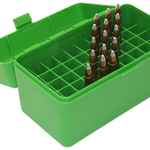 MTM Case-Gard Flip-Top Ammo Box for 50rd .223 Rem/204 Ruger in green polypropylene
