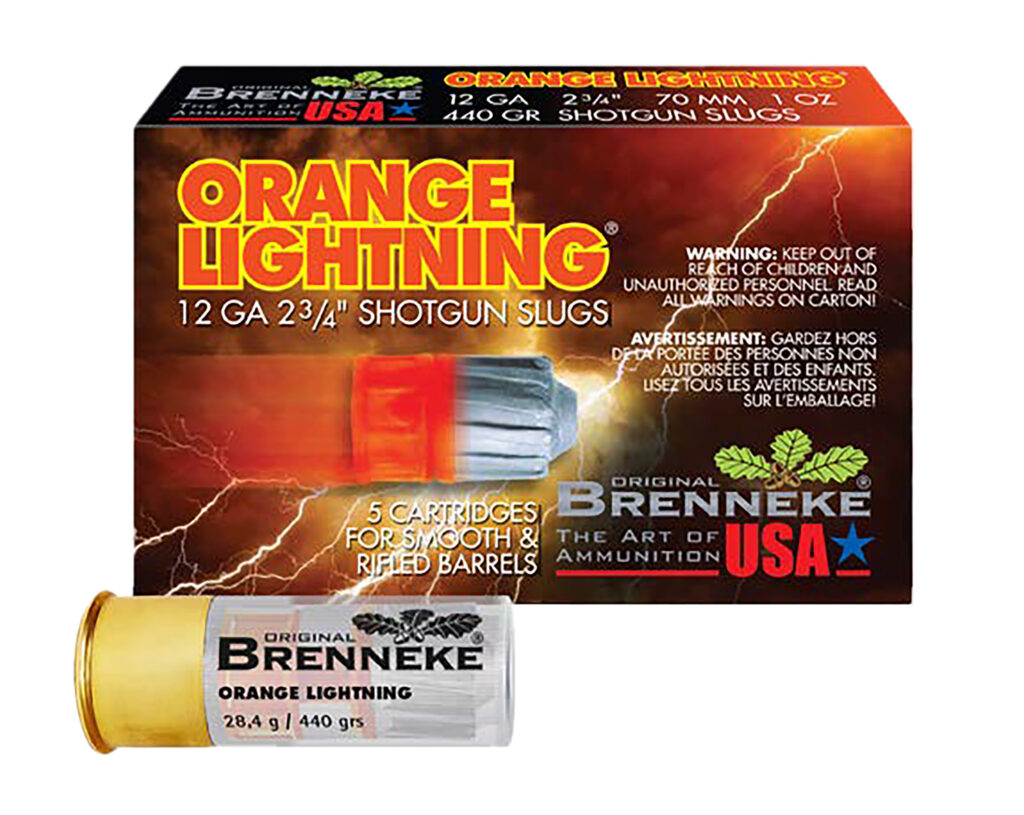 Brenneke SL122OL Orange Lightning 12 Gauge 2.75" 1oz Lead-Free Slug Shot Rounds per Box, 50 Rounds per Case