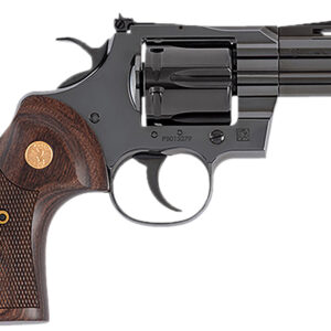 Colt Python .357 Magnum 6-Shot Revolver, 3" Blued Carbon Steel Barrel, Wood Grip, Exposed Hammer UPC 098289003584