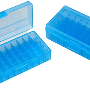 MTM Case-Gard Flip-Top Ammo Box for Handguns, 50rd, Clear Blue 026057108247