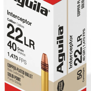 Per Round – ** Aguila Interceptor .22 LR 40gr Copper-Plated Solid Point Ammo - 50 Rounds per Box, 20 Boxes per Case

** 640420001432