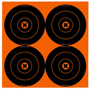Birchwood Casey 36612 Big Burst Revealing Target Self-Adhesive Paper Black/Orange 6" Bullseye 12 Pack