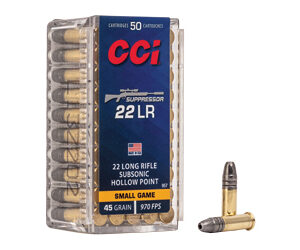 Per Round – ** CCI .22LR Suppressor 45gr Hollow Point Ammo - 50 Rounds

** 076683009579