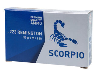 Scorpio .223 Rem 55gr FMJ – 20 Round Box (1,000 Round Case Available) 850053775024
