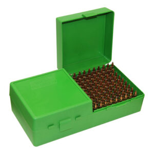 MTM Handgun Ammo Box in green holding 200 rounds