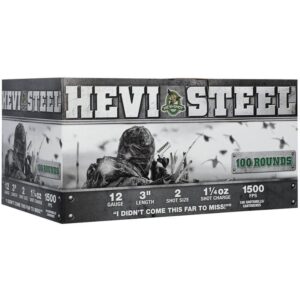 ** HEVI-Shot HEVI-Steel 12ga 3" Shotshells - #2 Steel Shot, 1/4oz, 1500 fps (100 Rounds) ** 604544699869
