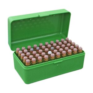 MTM Case-Gard R-50 ammo box for .300 WSM, 45-70, and 7mm R SAUM in green