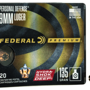 ** Federal Premium Personal Defense 9mm Luger Hydra-Shok Deep Hollow Point Ammo - 135gr, 20 Rounds per Box

** 604544637083