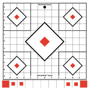 Birchwood Casey 33922 Stick-A-Bull Sight-In Self-Adhesive Paper White/Red 12" 5-Diamond 5 Pack