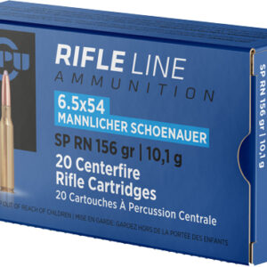 PPU 6.5x54 Mannlicher Schoenauer 156gr JSP-RN Ammunition - 20 Rounds per Box 8605003812753