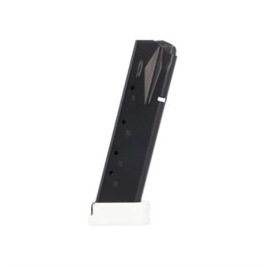 P226 9MM LUGER 20-RD STEEL MAGAZINE W/WHITE BASEPAD BLACK