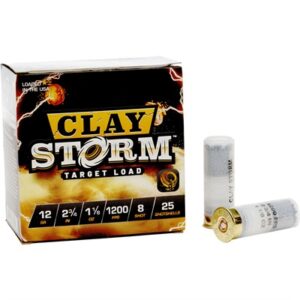 Clay Storm 12 Gauge 2/4" Shotshells/8 oz #8 Shot (25 Rounds)** ** 762344713854